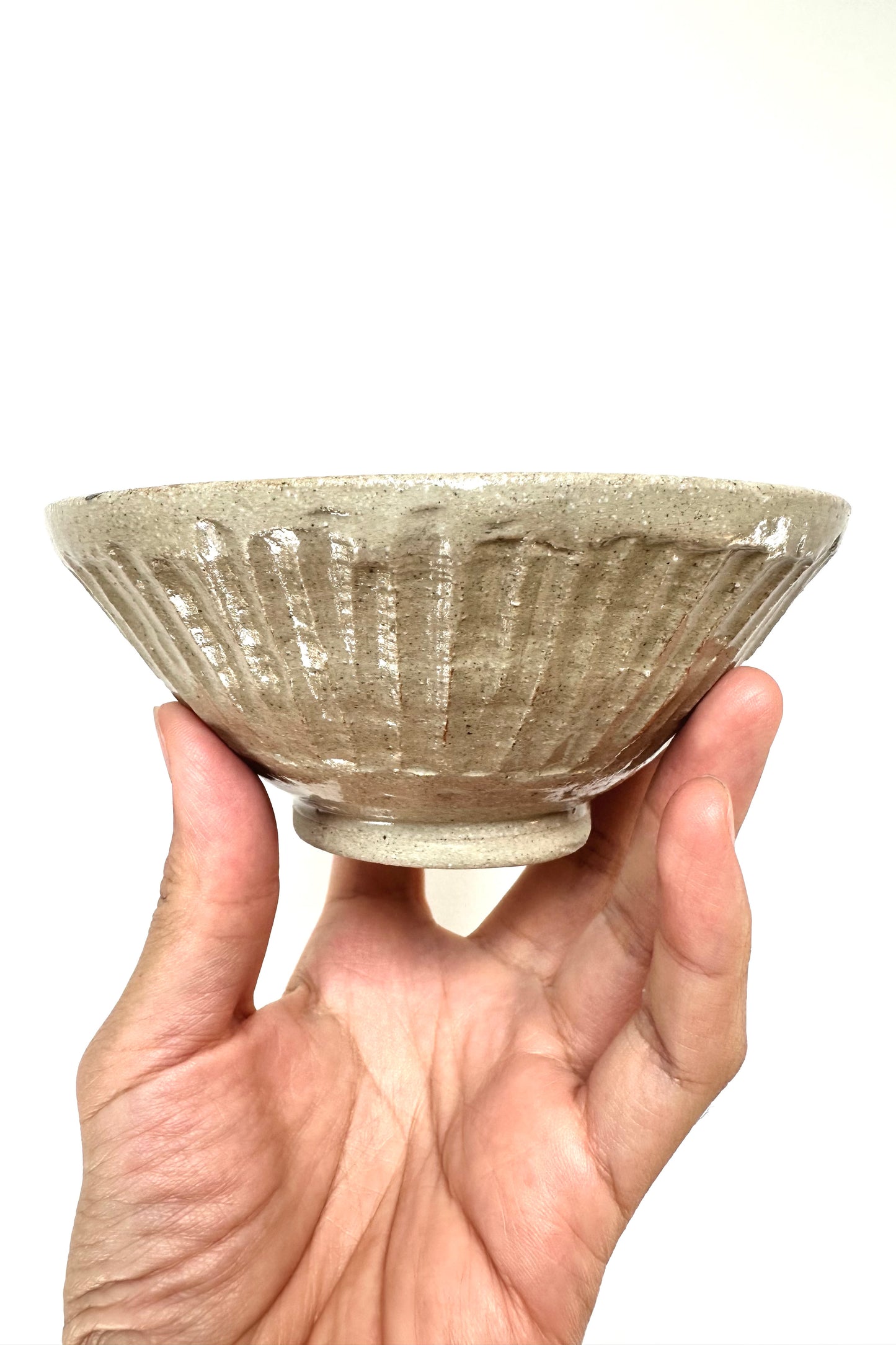 Stoneware Bowl with Indigo Brushwork
